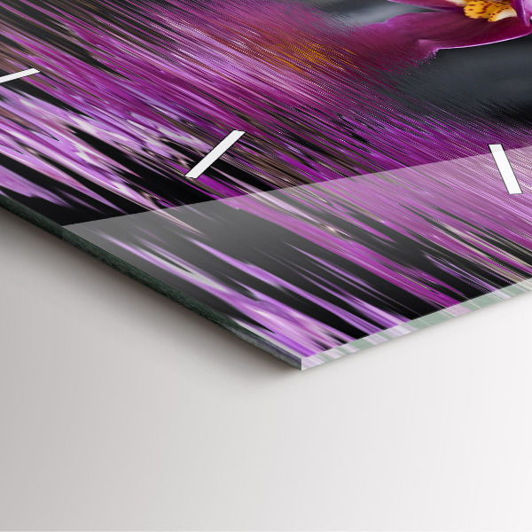 Ceas pătrat de perete din sticlă Floare de orhidee pe apă