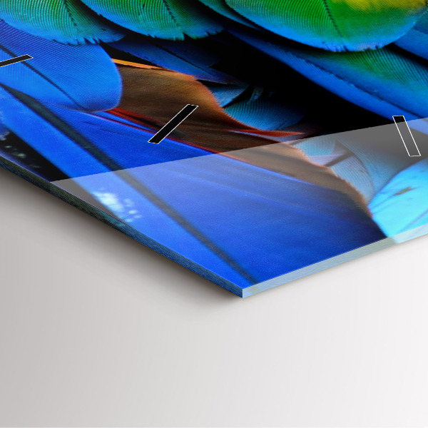 Ceas pătrat de perete din sticlă Aripi de pasăre colorate