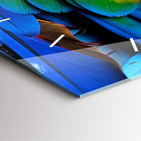 Ceas pătrat de perete din sticlă Aripi de pasăre colorate