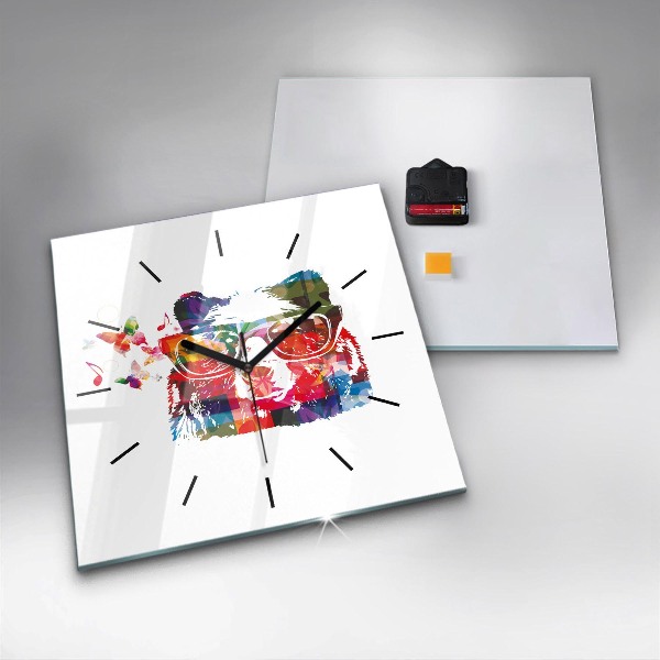 Ceas pătrat de perete din sticlă Cap de urs