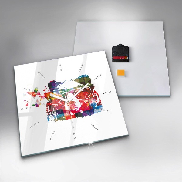 Ceas pătrat de perete din sticlă Cap de urs