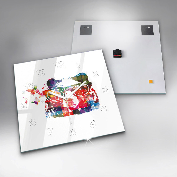 Ceas pătrat de perete din sticlă Cap de urs