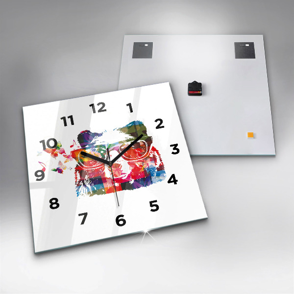 Ceas pătrat de perete din sticlă Cap de urs