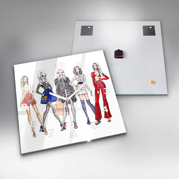 Ceas pătrat de perete din sticlă Fete la modă