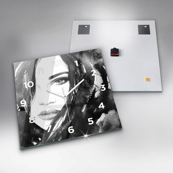 Ceas pătrat de perete din sticlă Portretul unei femei