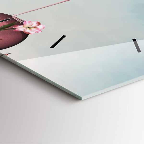 Ceas pătrat de perete din sticlă Flamingo suprarealist