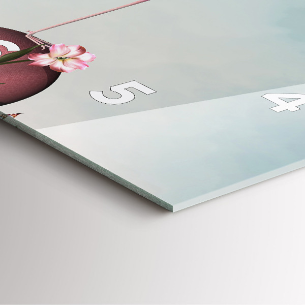 Ceas pătrat de perete din sticlă Flamingo suprarealist