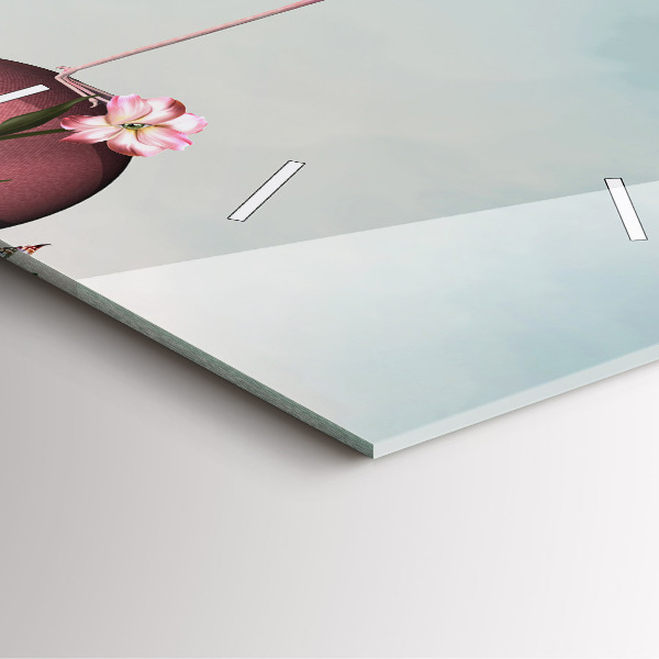 Ceas pătrat de perete din sticlă Flamingo suprarealist