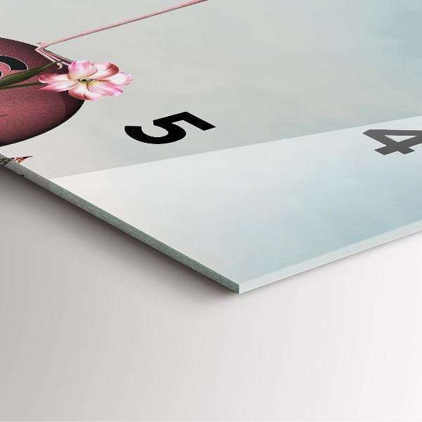 Ceas pătrat de perete din sticlă Flamingo suprarealist