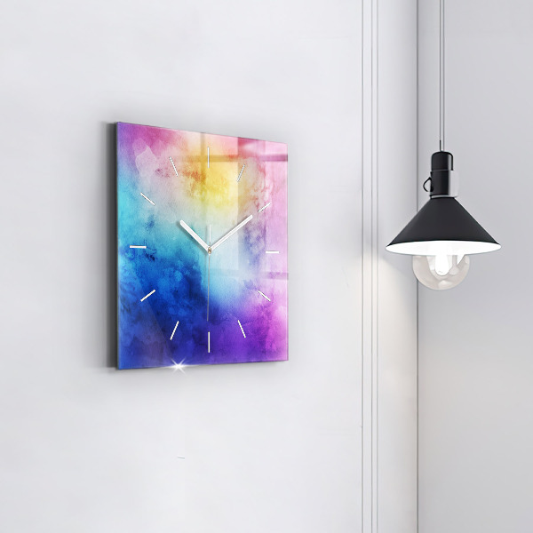 Ceas pătrat de perete din sticlă Pete colorate