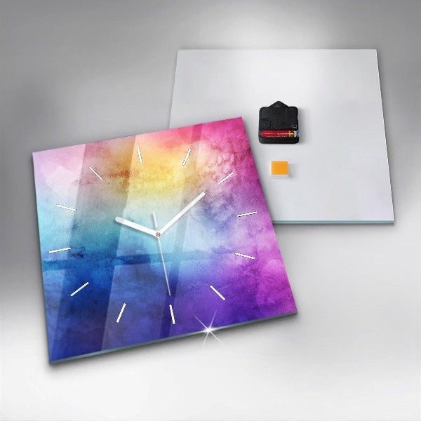 Ceas pătrat de perete din sticlă Pete colorate