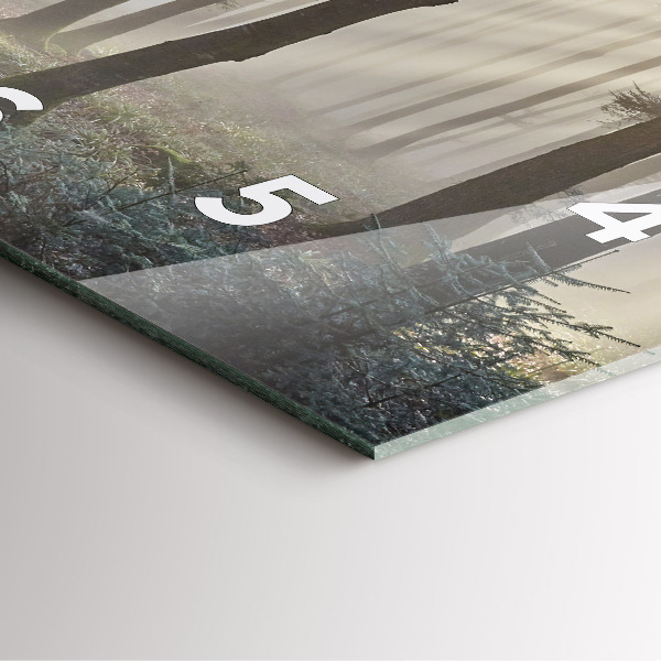 Ceas pătrat de perete din sticlă Pădure în ceață