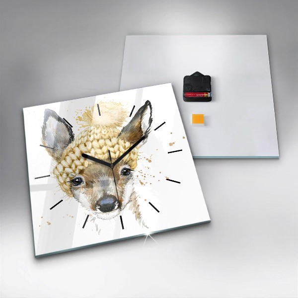 Ceas pătrat de perete din sticlă Cerb