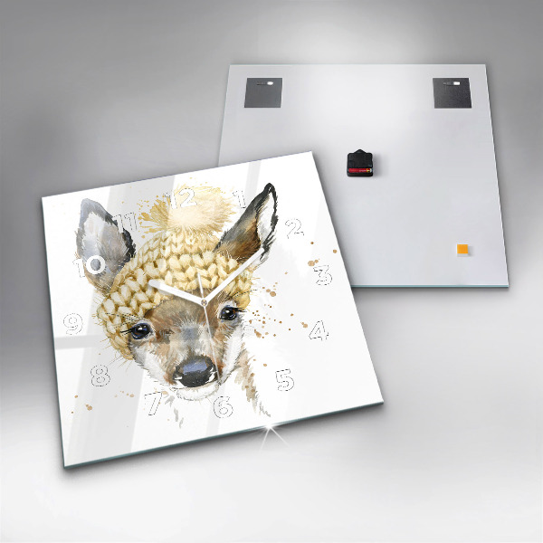Ceas pătrat de perete din sticlă Cerb