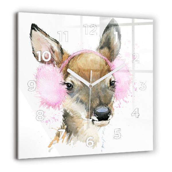 Ceas pătrat de perete din sticlă Cerbul de pădure