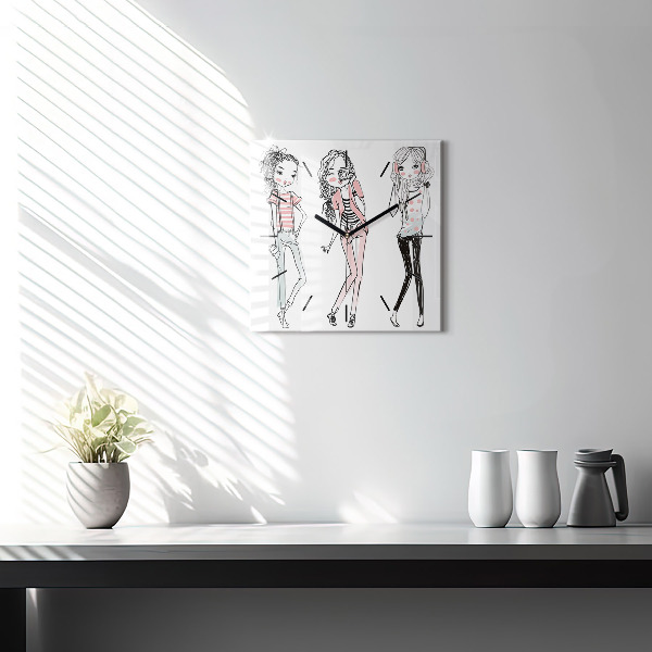 Ceas pătrat de perete din sticlă Moda pentru femei