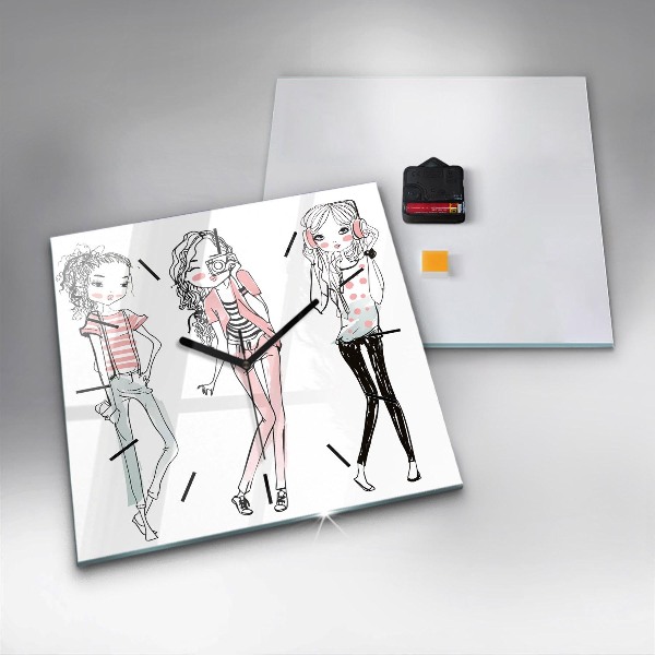 Ceas pătrat de perete din sticlă Moda pentru femei