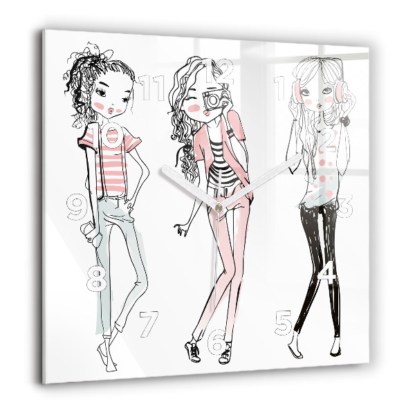 Ceas pătrat de perete din sticlă Moda pentru femei