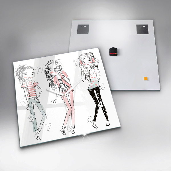 Ceas pătrat de perete din sticlă Moda pentru femei