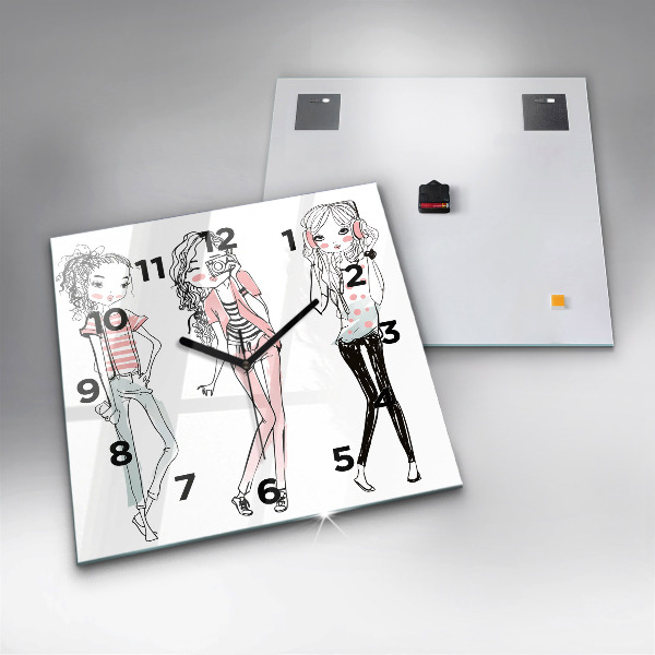 Ceas pătrat de perete din sticlă Moda pentru femei