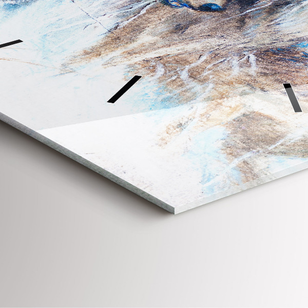 Ceas pătrat de perete din sticlă Lupi în pădure