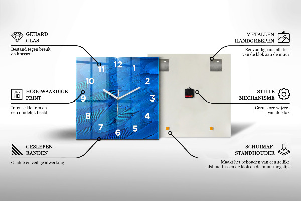 Ceas pătrat de perete din sticlă Pământ Lună Soare