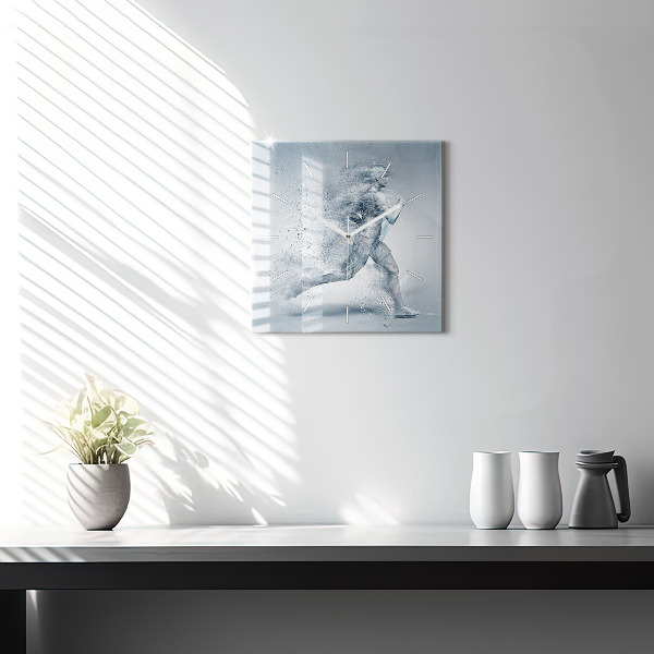 Ceas pătrat de perete din sticlă Alergător