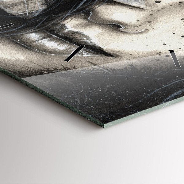 Ceas pătrat de perete din sticlă Portret pictat