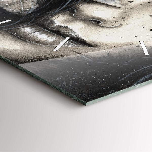 Ceas pătrat de perete din sticlă Portret pictat