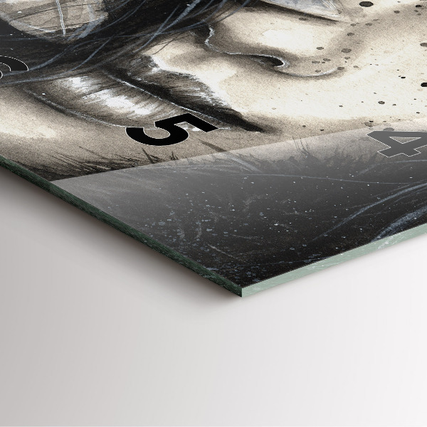 Ceas pătrat de perete din sticlă Portret pictat