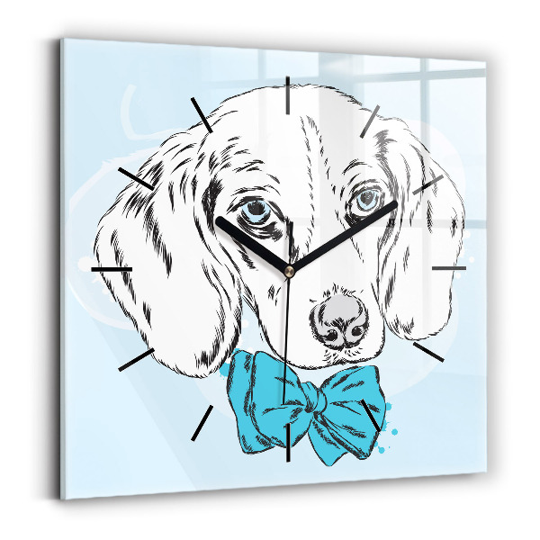 Ceas pătrat de perete din sticlă Cățeluș