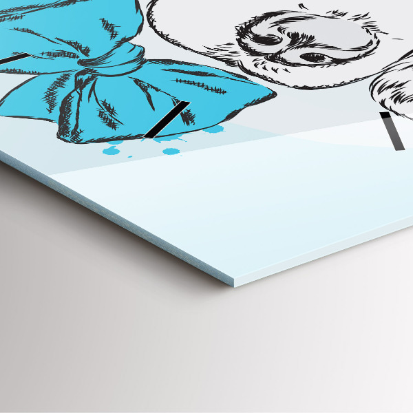 Ceas pătrat de perete din sticlă Cățeluș