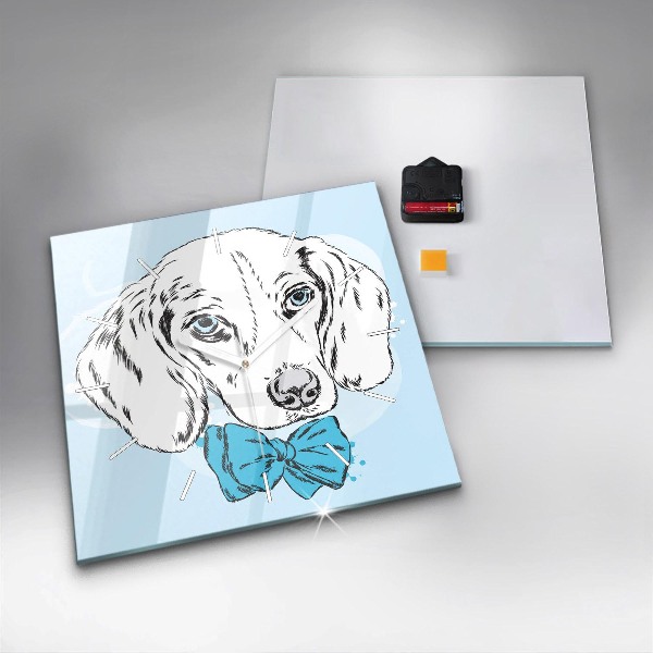 Ceas pătrat de perete din sticlă Cățeluș