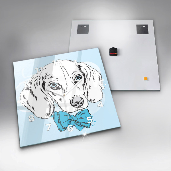 Ceas pătrat de perete din sticlă Cățeluș