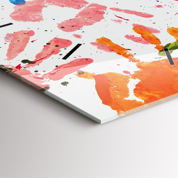 Ceas pătrat de perete din sticlă Amprentele mâinilor copiilor