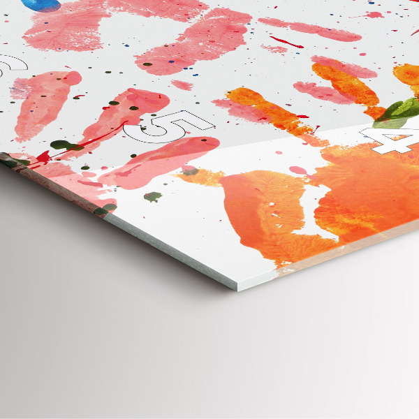 Ceas pătrat de perete din sticlă Amprentele mâinilor copiilor