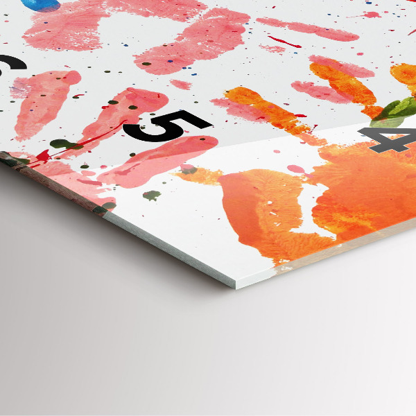 Ceas pătrat de perete din sticlă Amprentele mâinilor copiilor