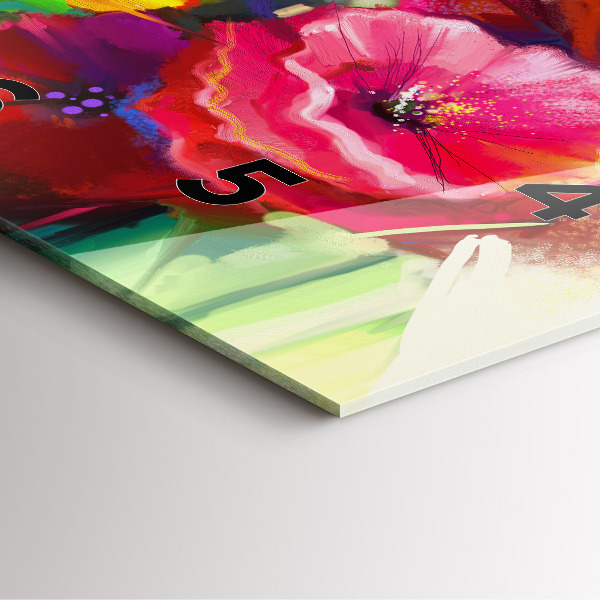 Ceas pătrat de perete din sticlă Maci colorați