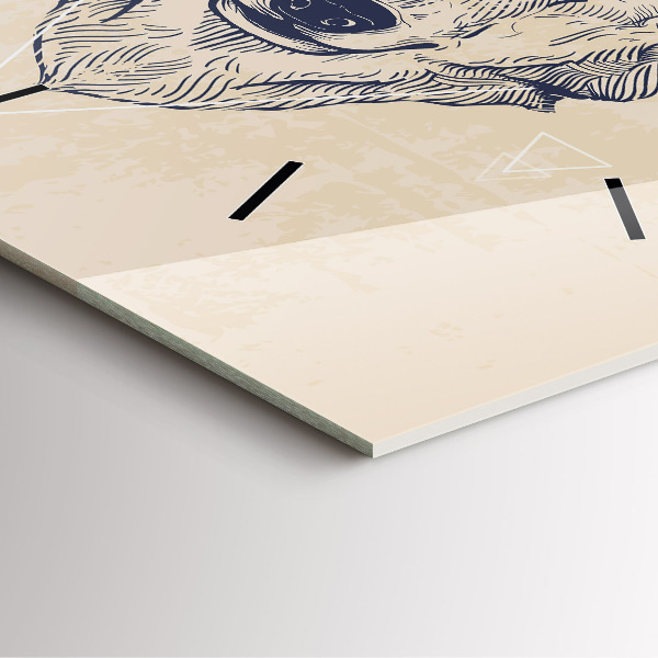 Ceas pătrat de perete din sticlă Cap de lup