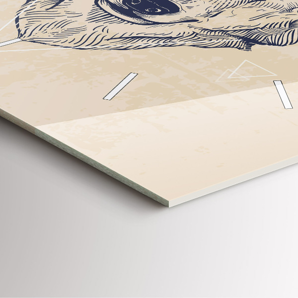 Ceas pătrat de perete din sticlă Cap de lup