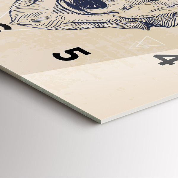 Ceas pătrat de perete din sticlă Cap de lup