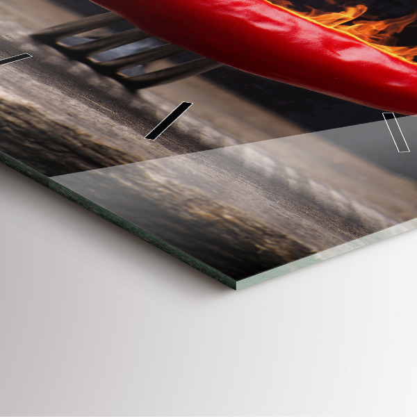 Ceas pătrat de perete din sticlă Ardei pepperoni