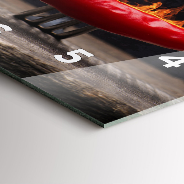 Ceas pătrat de perete din sticlă Ardei pepperoni