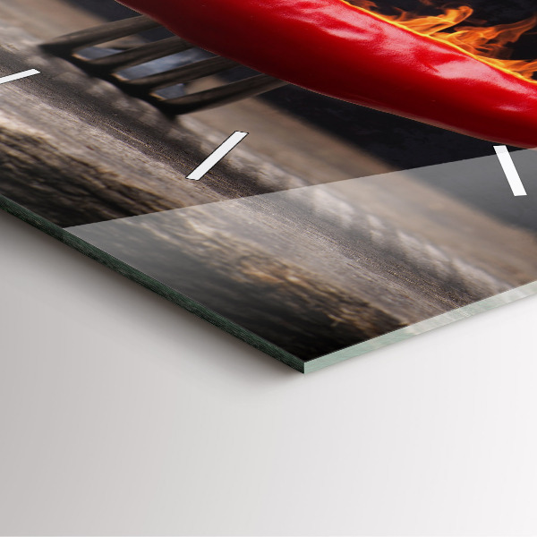 Ceas pătrat de perete din sticlă Ardei pepperoni