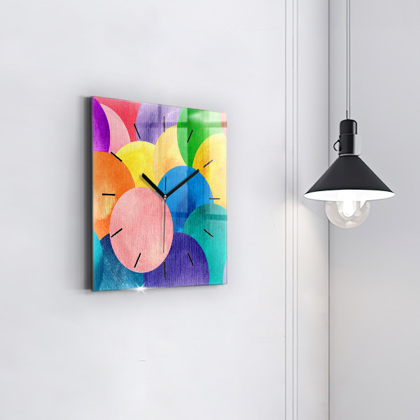 Ceas pătrat de perete din sticlă Cercuri abstracte