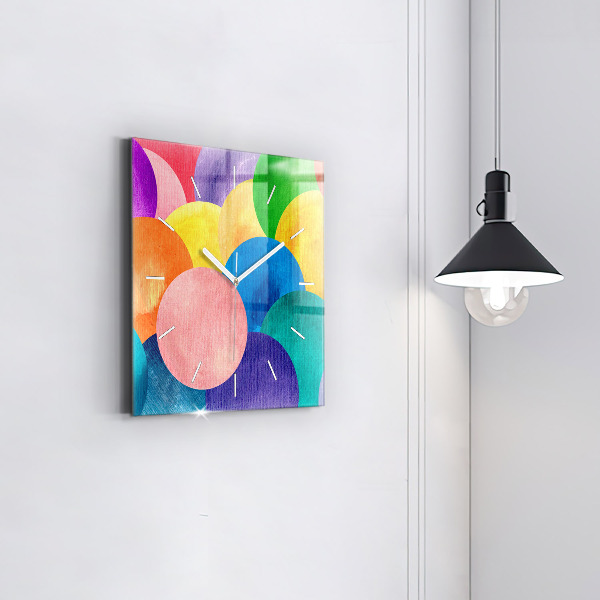 Ceas pătrat de perete din sticlă Cercuri abstracte