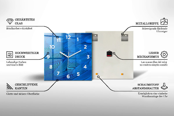 Ceas pătrat de perete din sticlă Cercuri abstracte