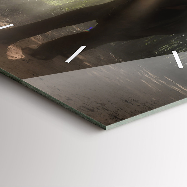 Ceas pătrat de perete din sticlă Elefant în junglă