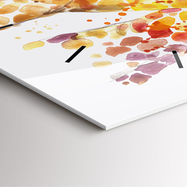 Ceas pătrat de perete din sticlă Girafă – acuarelă