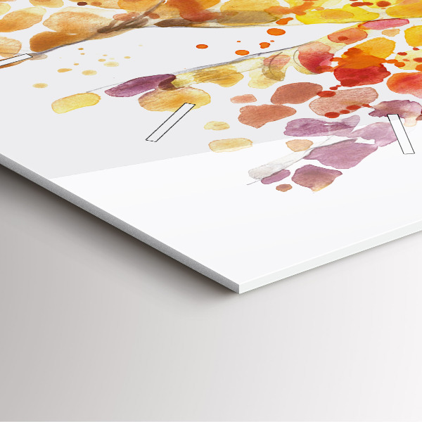 Ceas pătrat de perete din sticlă Girafă – acuarelă